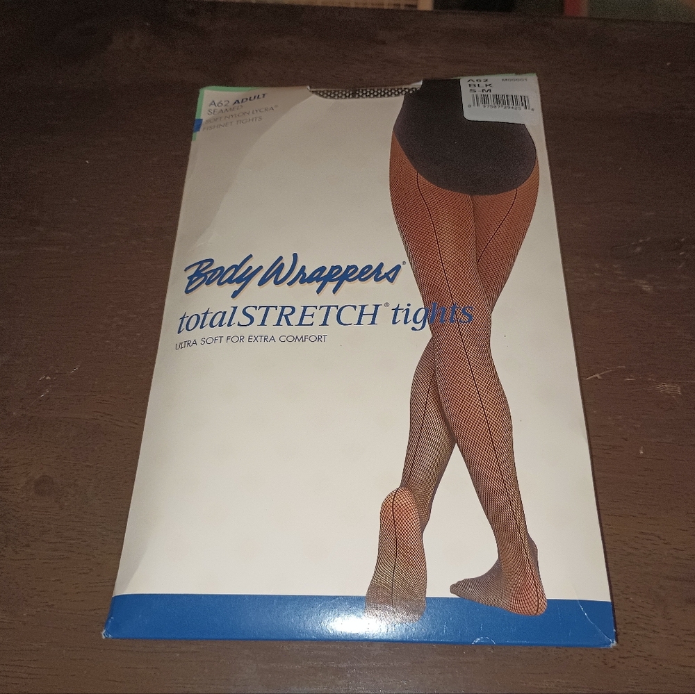 New 2 Body Wrappers A62 Seamed Fishnet Tights Size S/M
